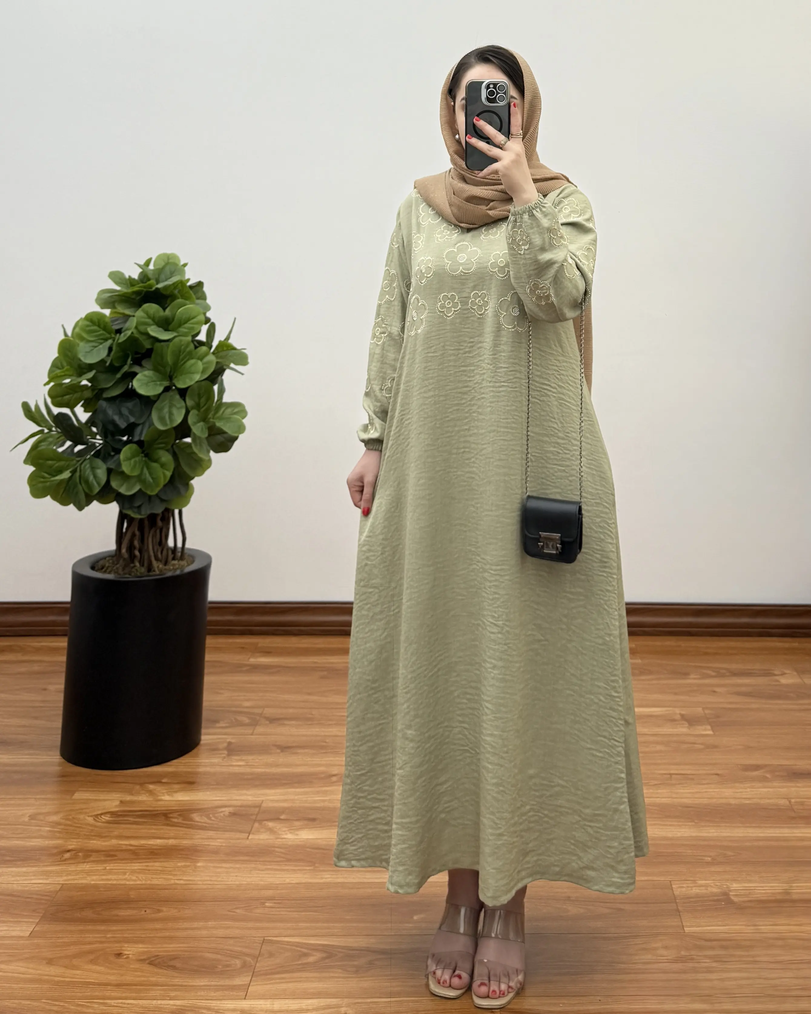 پیراهن مانتویی شانتون بلند مدل نگین